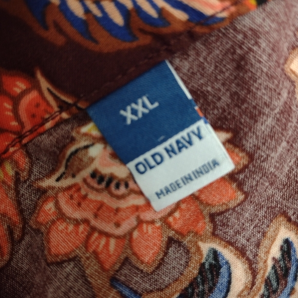 Old Navy Burgundy Floral V-Neck Tiered Mini Dress with Orange Accents XXL - Picture 2 of 7